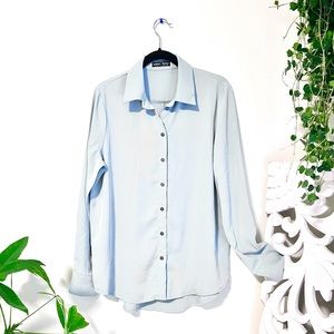 {SHEIN} Oversized Silky Button-Down Blouse